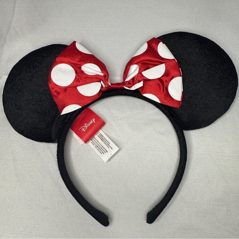 Minnie Mouse Disney Ears with Red & White Polka Dot Bow